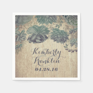 succulents rustic wedding napkin