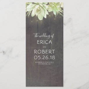 Succulents Rustic Wedding Programs