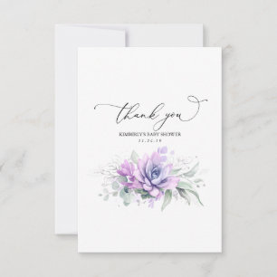 Succulents Silver Greenery Baby Shower Thank You Card