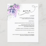 Succulents Silver Greenery Wedding Menu<br><div class="desc">Succulents greenery light purple menu cards</div>