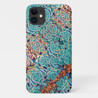 Succulents stylisés Pale Green iPhone 11 Coque