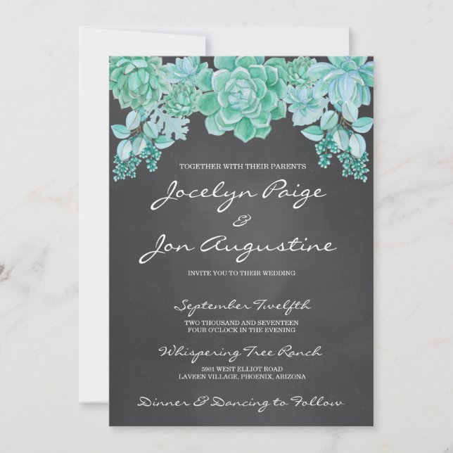 Succulents sur Faire-part de mariage de tableau de (Devant)