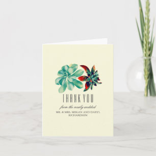 Succulents Teal Wedding Thank You