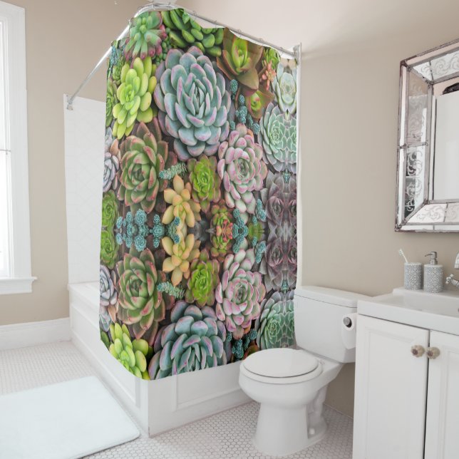 Succulents texture Shower Curtain (In Situ)
