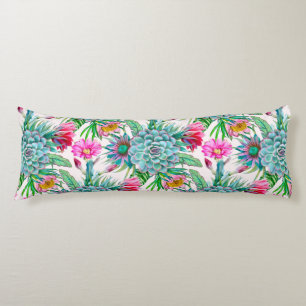 Succulents tropical garden body pillow