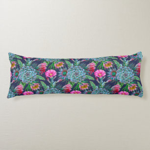 Succulents tropical garden body pillow