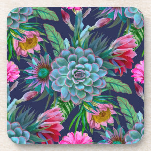 Succulents tropical garden coaster