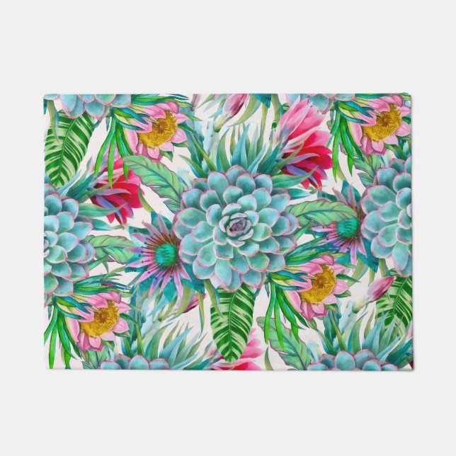 Succulents tropical garden doormat (Front)