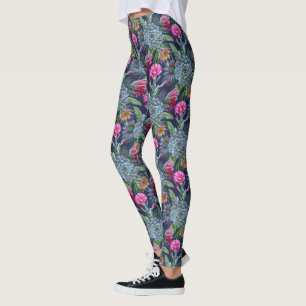 Succulents tropical garden leggings