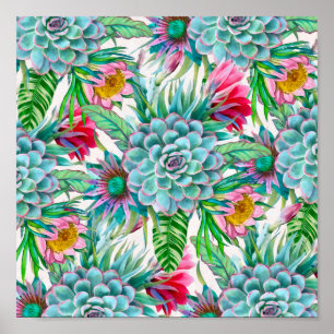 Succulents tropical garden poster