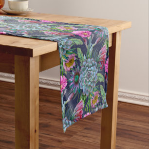 Succulents tropical garden short table runner