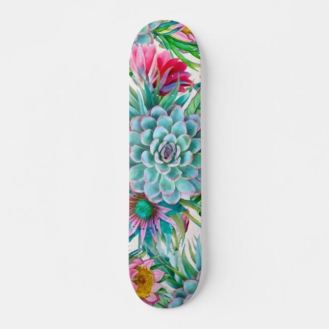 Succulents tropical garden skateboard (Front)