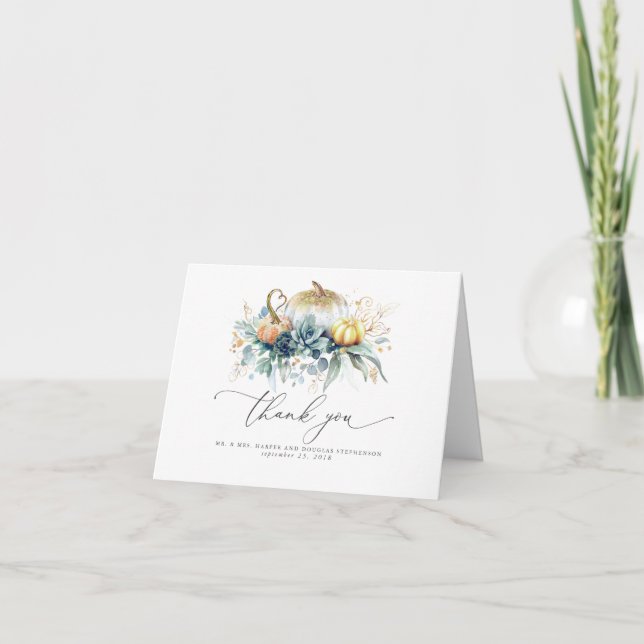 Succulents Verdure Citrouille Merci Mariage (Devant)