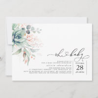 Succulents Verdure Oh Baby Baby shower Invitation