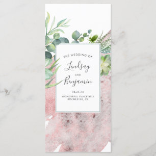 Succulents Verdure Rose Gold Wedding Programmes