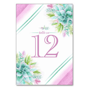 Succulents watercolor art table numbers