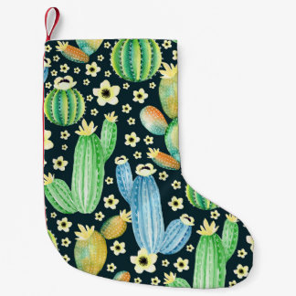 Succulents Watercolor Cactus Floral Pattern Small Christmas Stocking