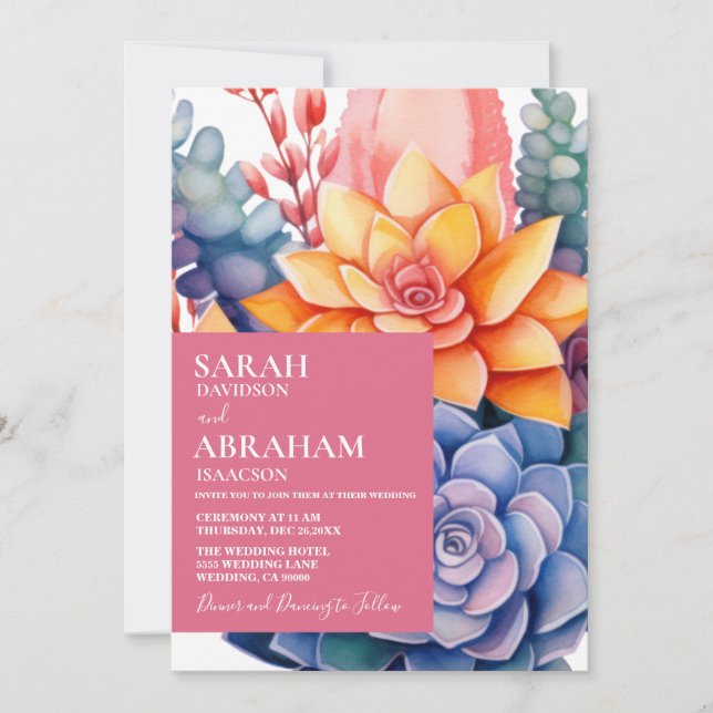 Succulents Wedding Invitation (Front)