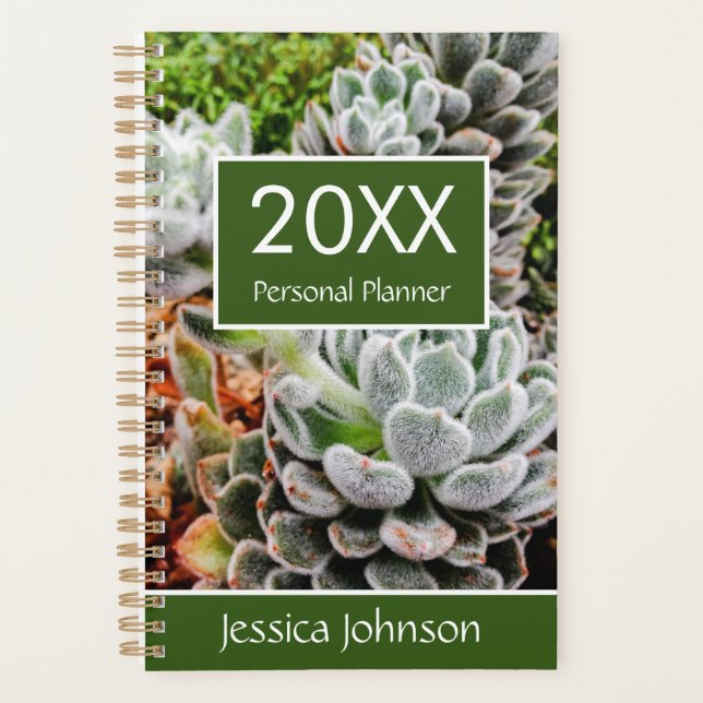 Succulents Weekly Monthly Personalized Personal Planner (Front)