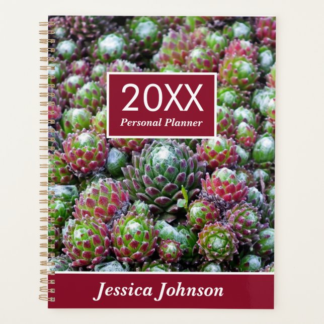 Succulents Weekly Monthly Personalized Personal Planner (Front)