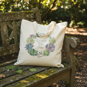 Succulents Wreath Flower Girl ID517 Tote Bag