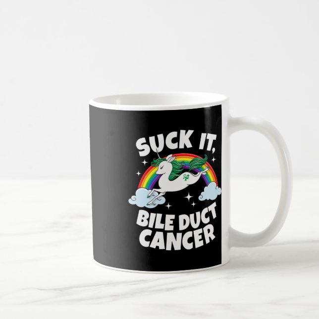 Suck It Bile Duct Cancer Fun Quote Unicorn Rainbow Coffee Mug (Right)