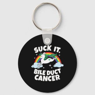 Suck It Bile Duct Cancer Fun Quote Unicorn Rainbow Keychain