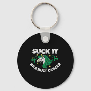 Suck It Bile Duct Cancer Fun Quote With Unicorn 1 Keychain