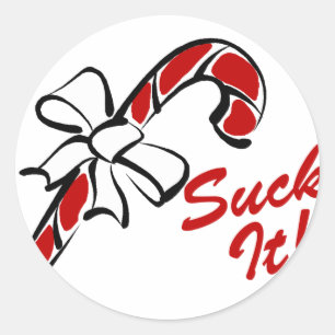 Suck It Candy Cane Classic Round Sticker