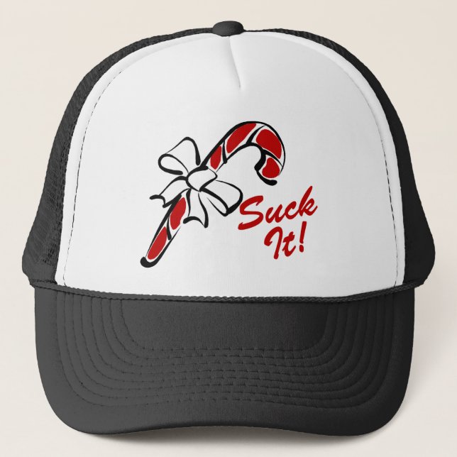 Suck It Candy Cane Trucker Hat (Front)