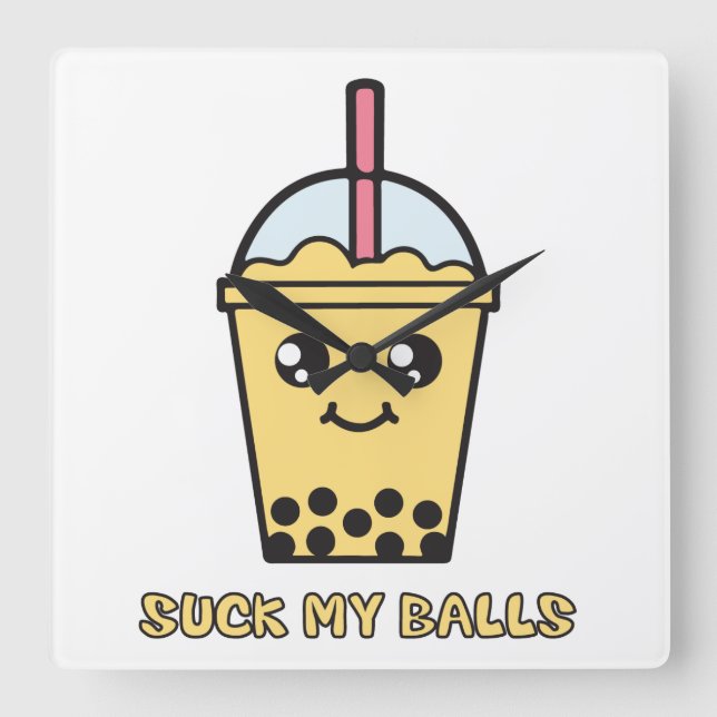 Suck My Balls (Bubble Tea) Square Wall Clock (Front)