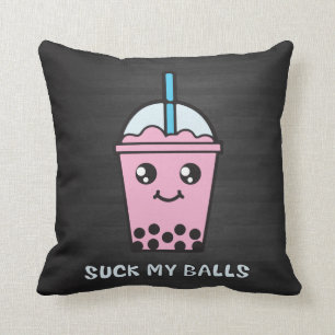 Suck My Balls (Bubble Tea) Throw Pillow