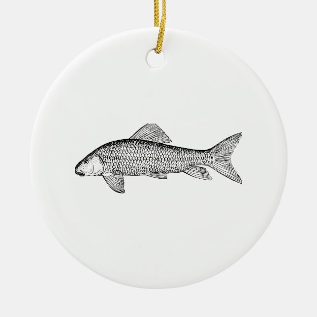 Sucker Fish Art Ceramic Ornament (Front)