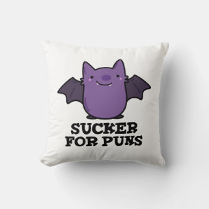 Sucker For Puns Funny Baby Bat Pun Throw Pillow