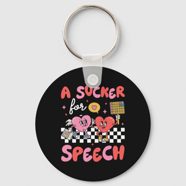 Sucker For Speech Therapy Slp Heart Loving Valenti Keychain (Front)