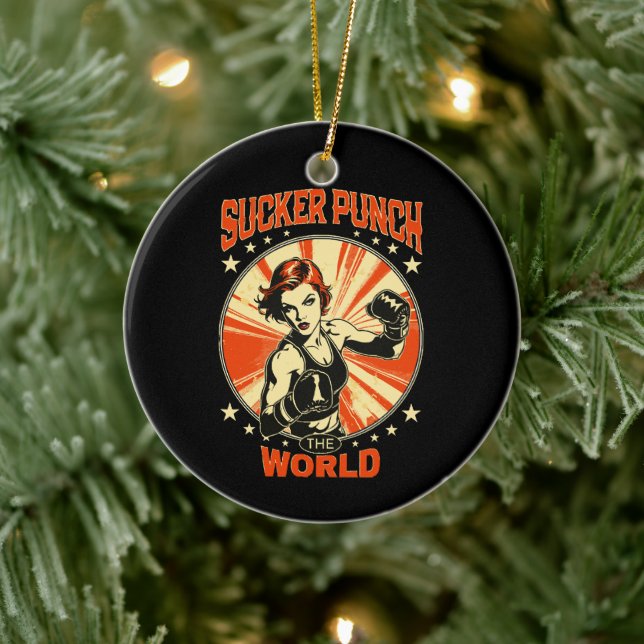 Sucker Punch the World Ceramic Ornament (Tree)