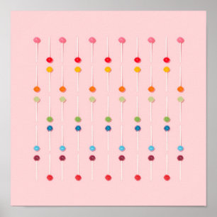 Suckers Lollypop Candy Rainbow Poster