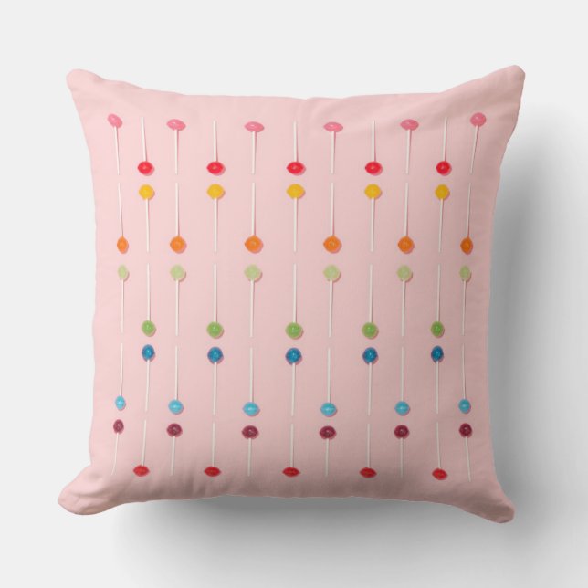 Suckers Lollypop Candy Rainbow Throw Pillow (Front)