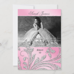 Sucré 16 Invitation Parties scintillant Feuilles C