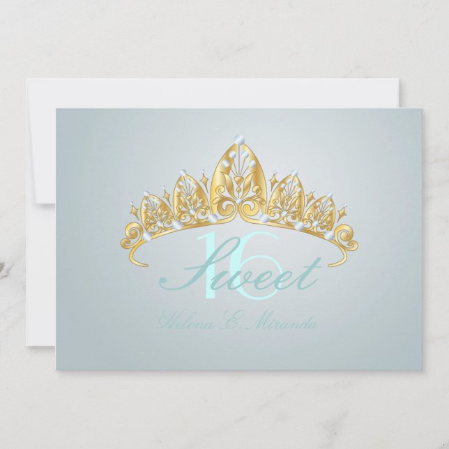 Sucré 16/ invitations tiara/bleu topaz (Devant)
