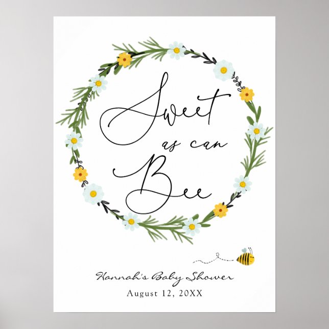 Sucré comme peut Baby shower Affiche de bienvenue (Devant)