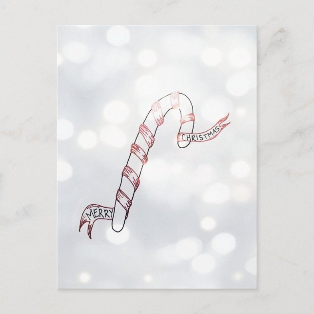 Sucre de canne avec ruban, carte postale de Noël (Devant)