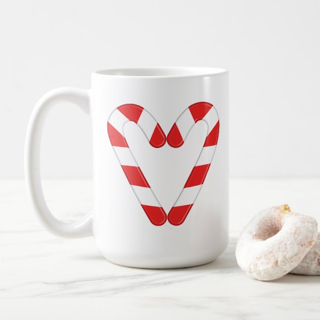 Sucre de canne de Noël Coeur Mug (Avec donut)