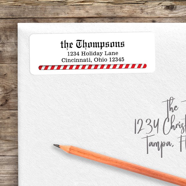 Sucre de canne de Noël Whimsical Retourner Adresse (Christmas candy cane stripes simple candy cane stripes. )