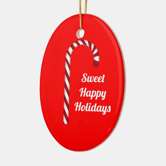 Sucre de canne mignon Doux Joyeux Fêtes Ornement (Gauche)