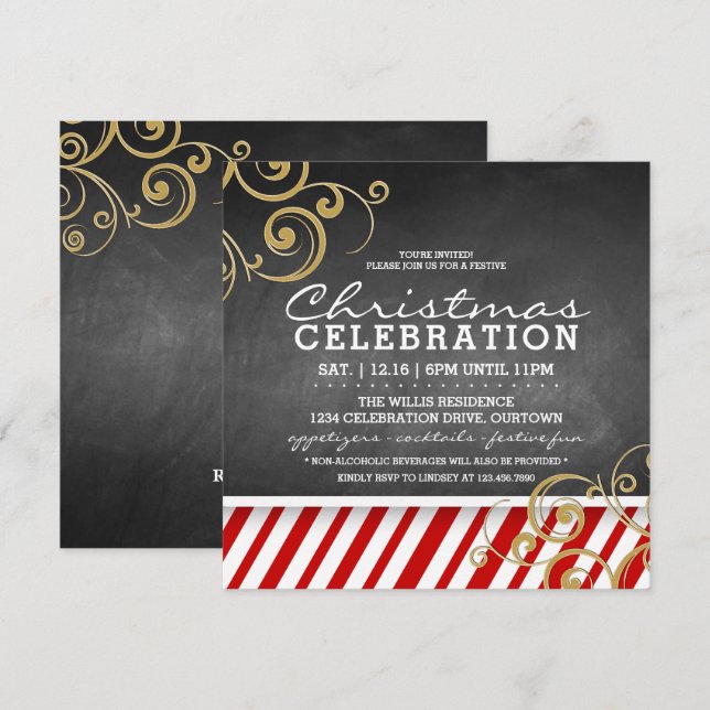 Sucre de canne Noël Fête Invitation (Devant / Derrière)