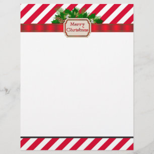 Sucre de canne rayé papier à en-tête de Noël