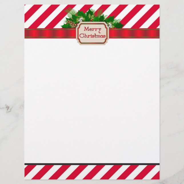 Sucre de canne rayé papier à en-tête de Noël (Devant)