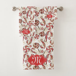 Sucre de canne rouge rétro Festif Motif Monogramme