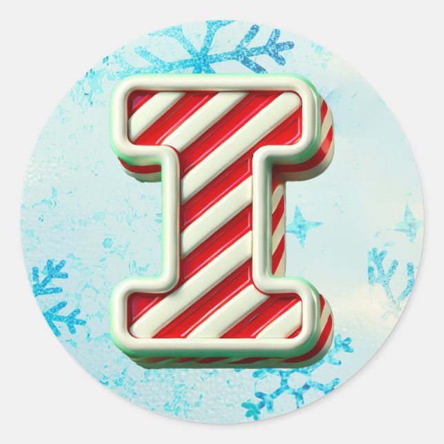 Sucre de canne Sticker de Noël "I", Festive Stripe (Devant)